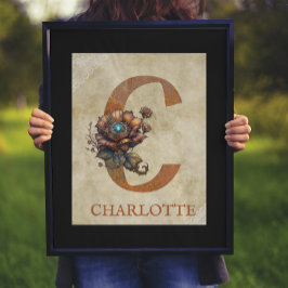 Steampunk Bloemen letter C Poster