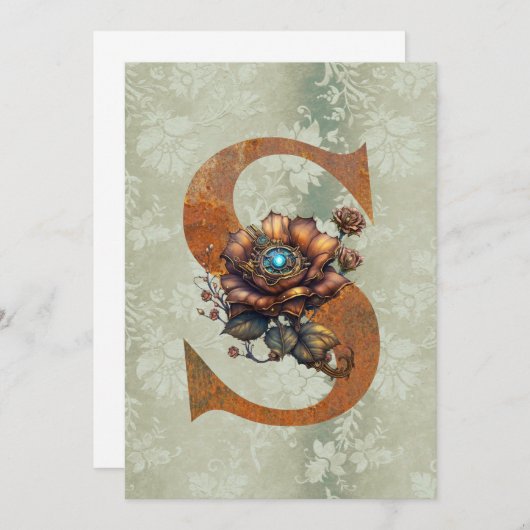 Steampunk Bloemen Letter S Note Cards Notitiekaartje (Voorkant / Achterkant)