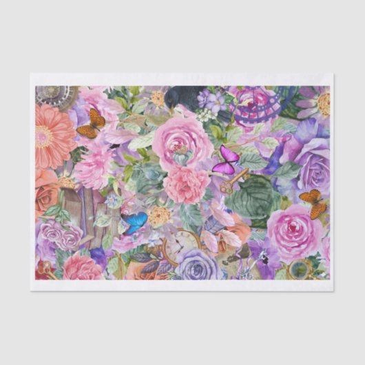 Steampunk Bloemendromen (Pagina 2 in serie) Tissuepapier (Voorkant)