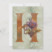 Steampunk Bloemenletter H Notitiekaarten Notitiekaartje (Voorkant)