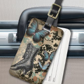 steampunk bloemenvlinder  Victoriaans schoen Bagagelabel