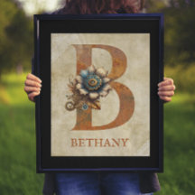Steampunk Bloemletter B Poster