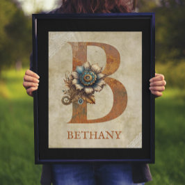 Steampunk Bloemletter B Poster