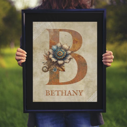 Steampunk Bloemletter B Poster