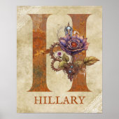 Steampunk Bloemletter H Poster (Voorkant)