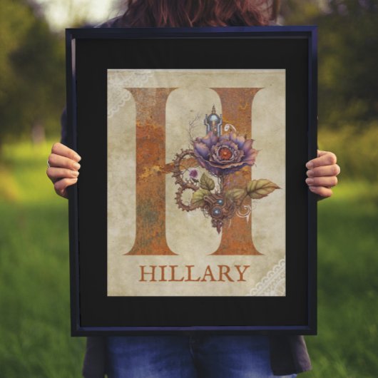 Steampunk Bloemletter H Poster