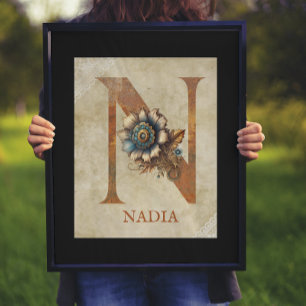 Steampunk Bloemletter N Poster