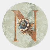  Steampunk Bloemletter N Ronde Sticker (Voorkant)