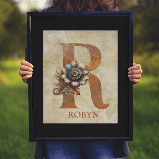 Steampunk Bloemletter R Poster
