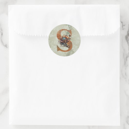  Steampunk Bloemletter S Ronde Sticker (Tas)