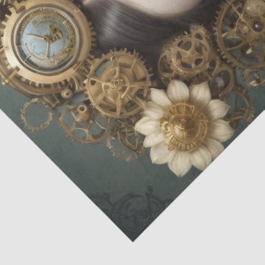 Steampunk Blossom Meisje - Decoupage - Tissuepapier (Detail)