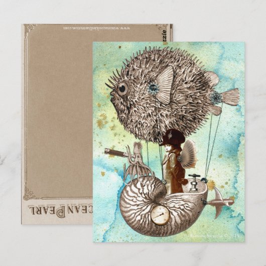 Steampunk Blowfish Mobile Briefkaart (Voorkant / Achterkant)