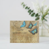 Steampunk Blue Butterflies op het perkament Briefkaart (Staand voorkant)