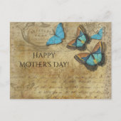 Steampunk Blue Butterflies op het perkament Briefkaart (Voorkant)