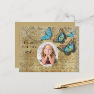 Steampunk Blue Butterflies op het perkament Briefkaart