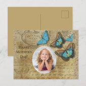  Steampunk Blue Butterflies op het perkament Briefkaart (Voorkant / Achterkant)