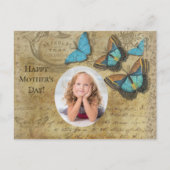  Steampunk Blue Butterflies op het perkament Briefkaart (Voorkant)