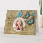  Steampunk Blue Butterflies op het perkament Kaart (Voorkant)