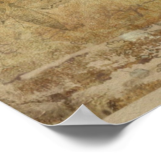  Steampunk Blue Butterflies op het perkament Poster (Hoek)