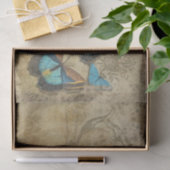 Steampunk Blue Butterflies op het perkament Tissuepapier (Geschenk)