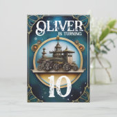 Steampunk Blue Copper verjaardagsfeestje Kaart (Staand voorkant)