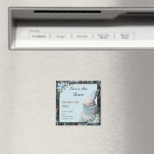 Steampunk Blue Floral Wedding Save the Date Magnet (Insitu (Vaatwasser))