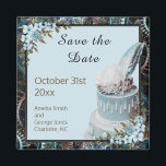 Steampunk Blue Floral Wedding Save the Date Magnet<br><div class="desc">Steampunk Blue Floral Wedding Save the Date magnet Modern Elegance with an Unconventione twist</div>