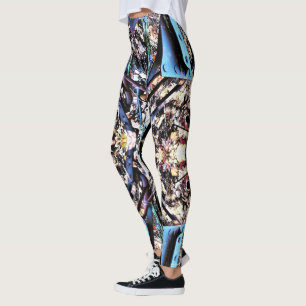  STEAMPUNK BLUE METAL LEGGINGS