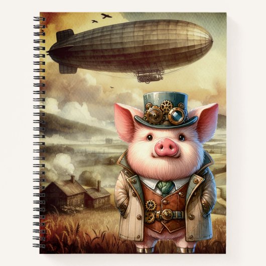 Steampunk Boar Spiraal Notitieboek (Voorkant)