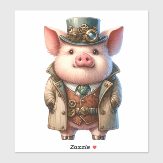 Steampunk Boar Transparante Sticker (Vel)