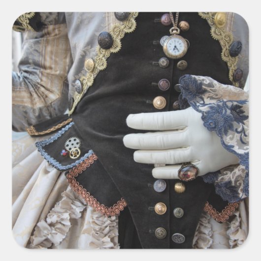 Steampunk bodice, Carnival, Venetië Vierkante Sticker (Voorkant)