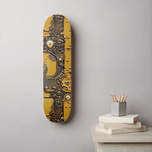 Steampunk Boek Industrieel Geel Persoonlijk Skateboard (Muurkunst)