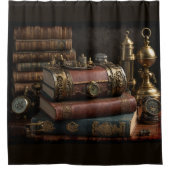 Steampunk  boeken douchegordijn (Voorkant)