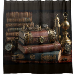 Steampunk  boeken douchegordijn