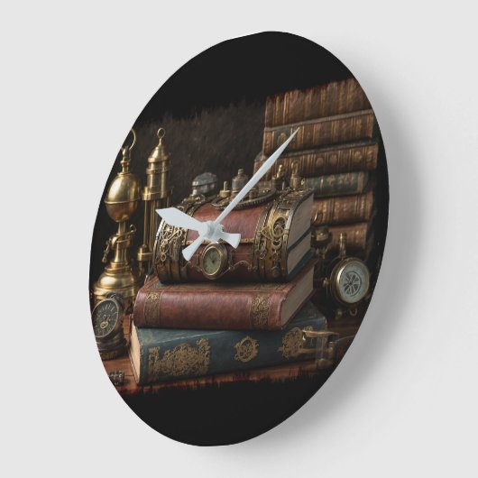 Steampunk boeken grote klok (Hoek)