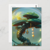 Steampunk Bonsai-boom onder een koepel Briefkaart (Voorkant / Achterkant)