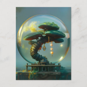 Steampunk Bonsai Tree in een Glass Orb Briefkaart
