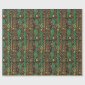 Steampunk Book Industrial Green Cadeaupapier (Vlak)