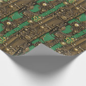 Steampunk Book Industrial Green Cadeaupapier (Hoek)