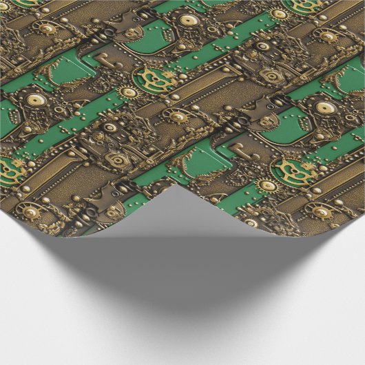 Steampunk Book Industrial Green Cadeaupapier (Hoek)