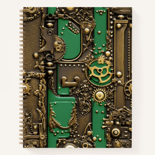 Steampunk Book Industrial Green Notitieboek (Voorkant)