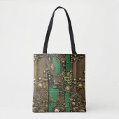 Steampunk Book Industrial Green Tote Bag (Voorkant)