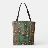 Steampunk Book Industrial Green Tote Bag (Achterkant)