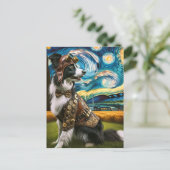 Steampunk Border Collie in de Sterrennacht Briefkaart (Staand voorkant)