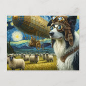 Steampunk Border Collie Met Schapen Briefkaart (Voorkant)