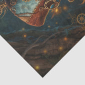 Steampunk-bos Tovenaar Magische Kat Decoupage Tissuepapier (Detail)