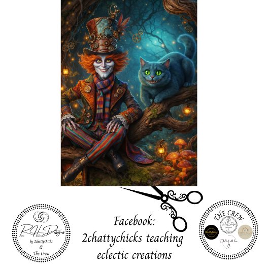 Steampunk-bos Tovenaar Magische Kat Decoupage Tissuepapier