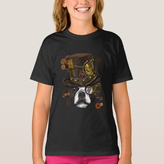 Steampunk Boston Terrier Dog Shirt Steampunk Lover (Voorkant)