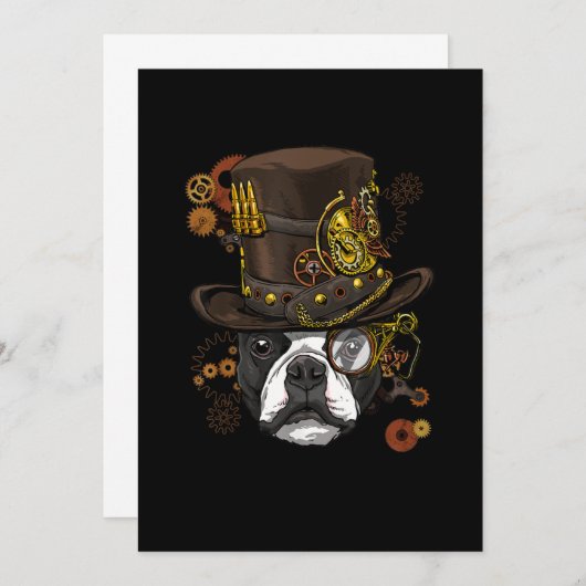 Steampunk Boston Terrier Dog Shirt Steampunk Lover Aankondiging (Voorkant / Achterkant)