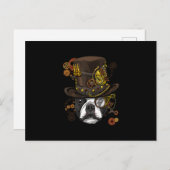 Steampunk Boston Terrier Dog Shirt Steampunk Lover Aankondigingskaart (Voorkant / Achterkant)